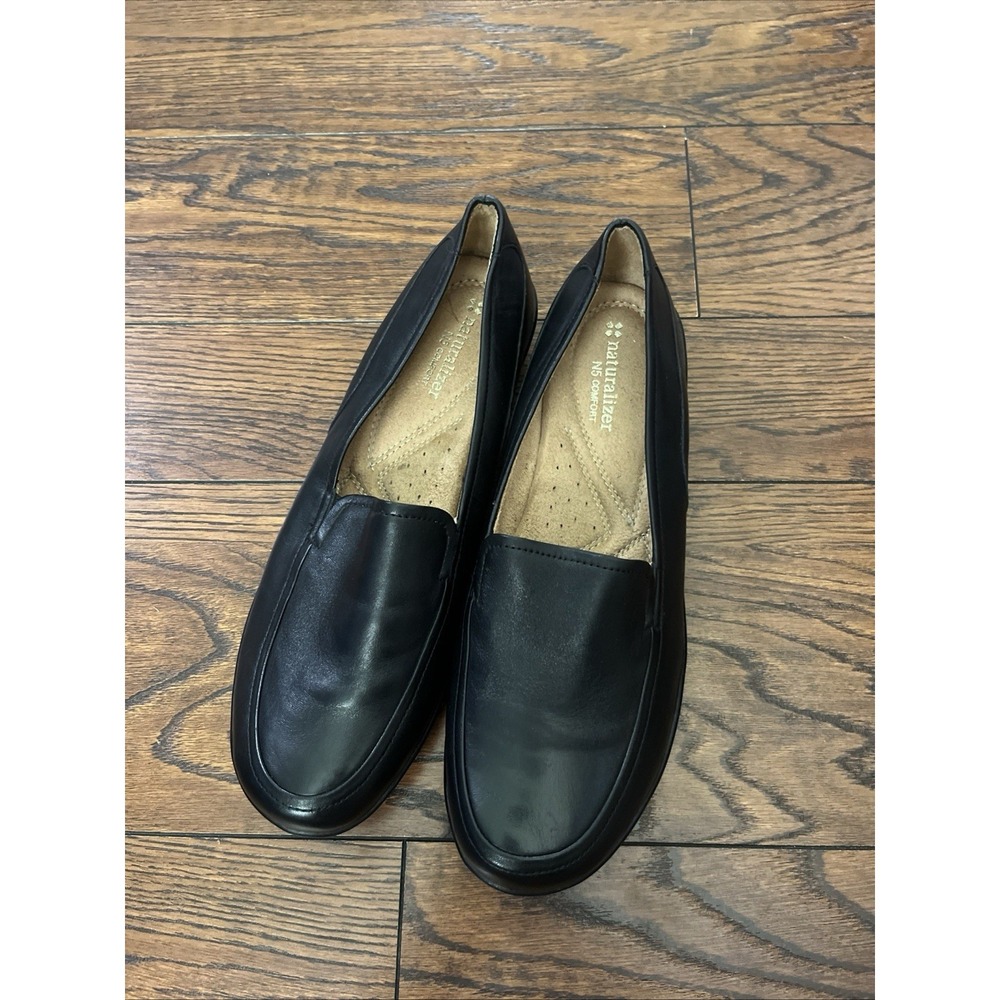 Naturalizer N5 Comfort Black Leather Loafers Womens 9.5M Crayton Slip On Flats